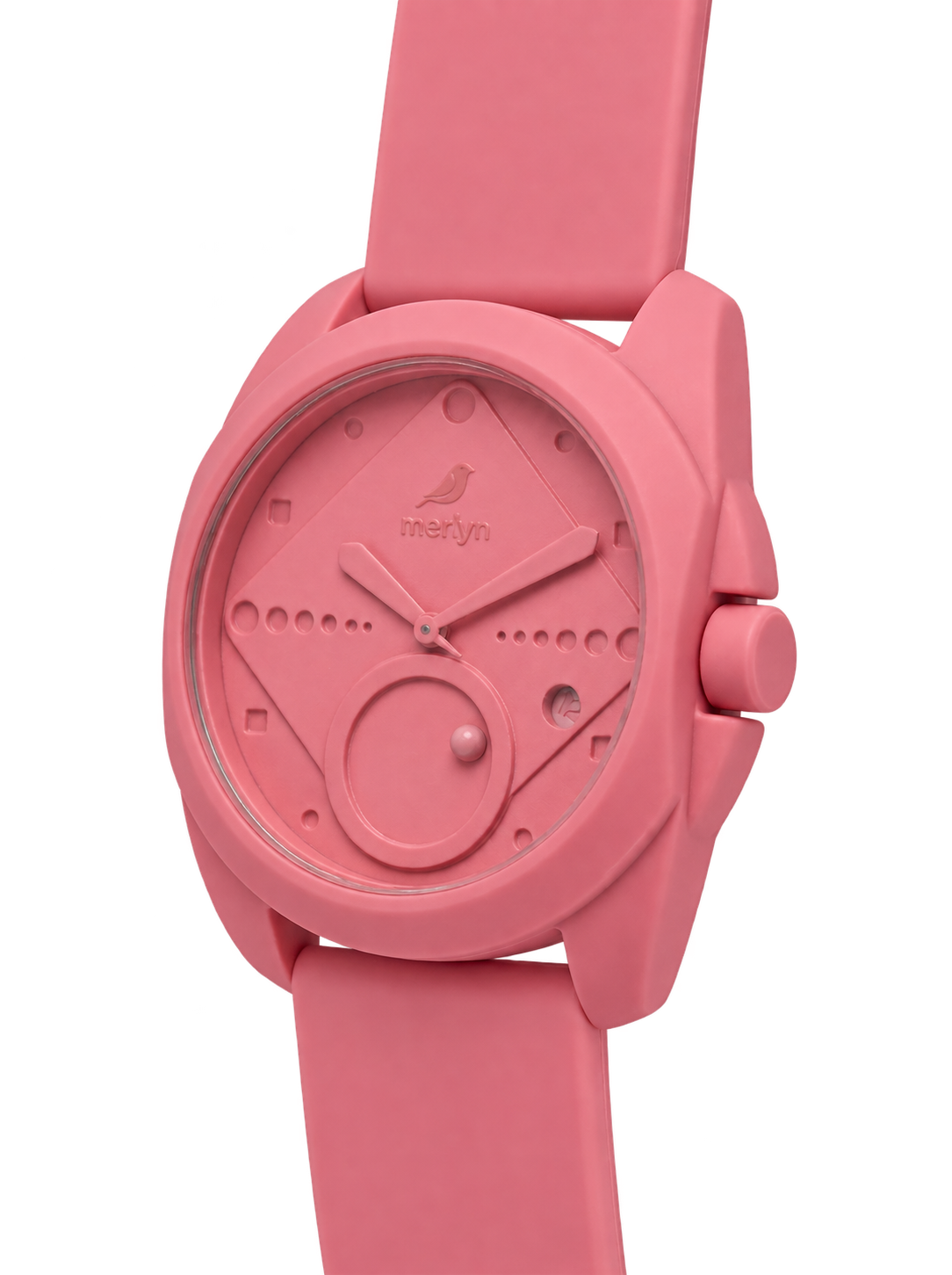 GUM — relógio rosa em vista de três quartos